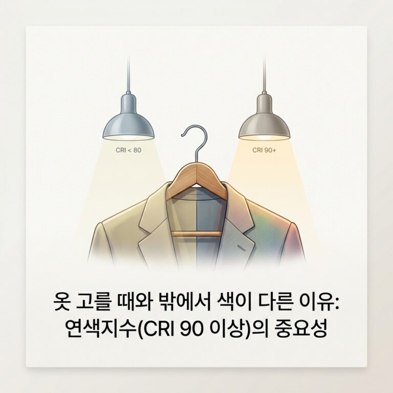 ai thumbnail minimal 옷 고를 때와 밖에서 색이 다른 이유 연색지수CRI 90 이상의 중요성 1787114338
